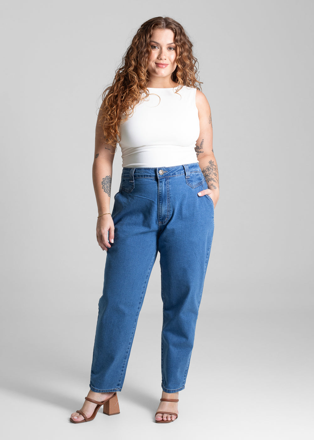Calça Jeans Sawary Plus Size Mom - 281811 AZUL – Sawary Jeans Atacado