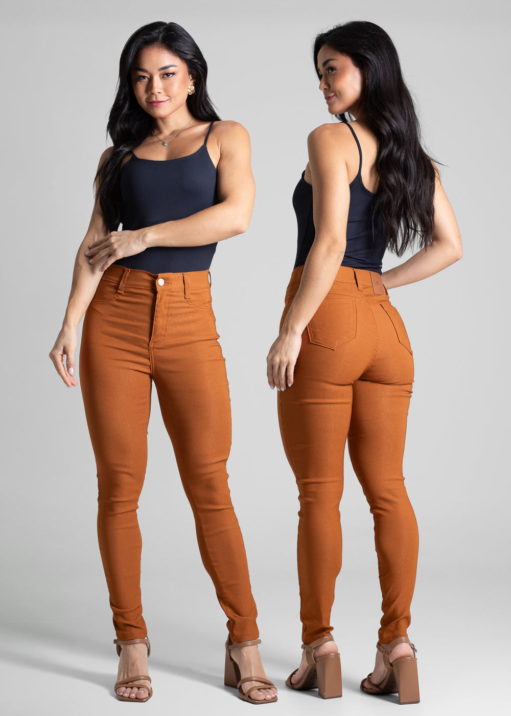 Calça bengaline feminina cigarrete - 268378 MARROM