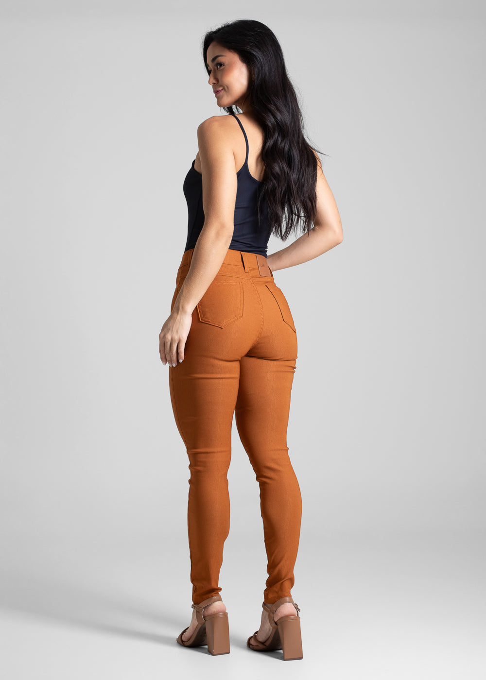Calça bengaline feminina cigarrete - 268378 MARROM