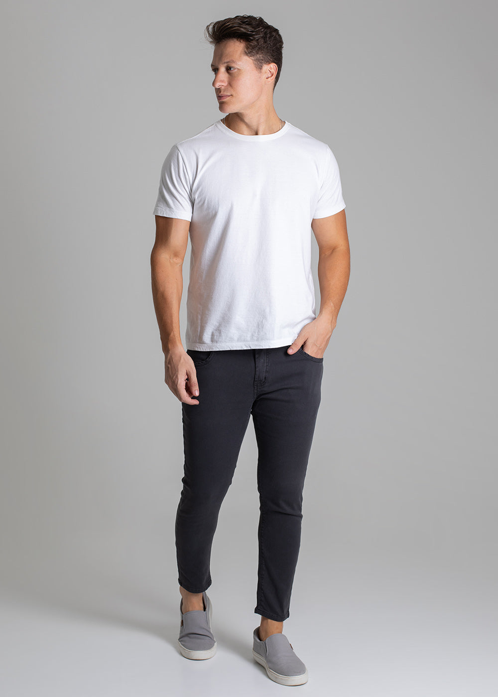 Calça Sarja Sawary Cropped - 272477 CINZA