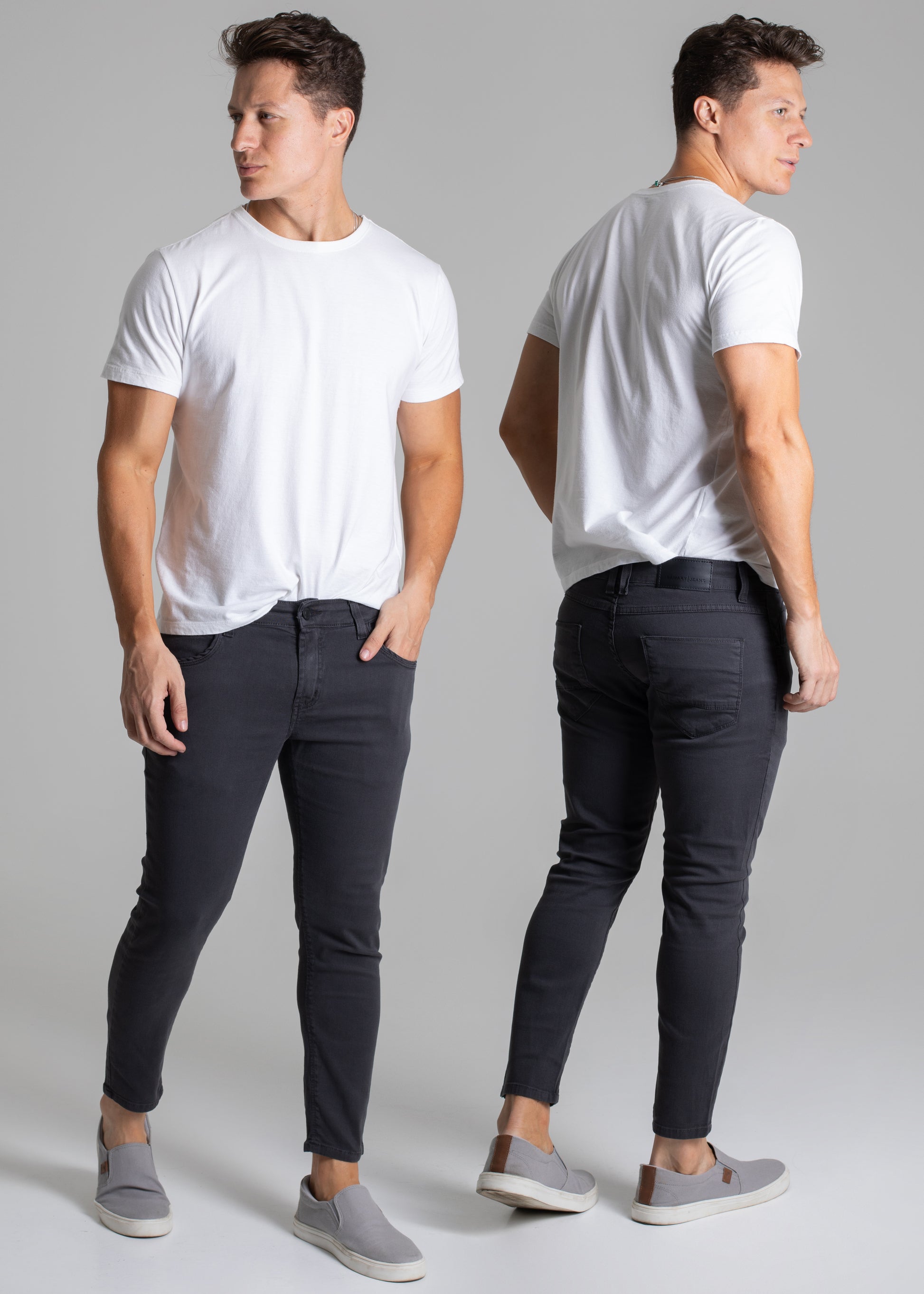 Calça Sarja Sawary Cropped - 272477 CINZA