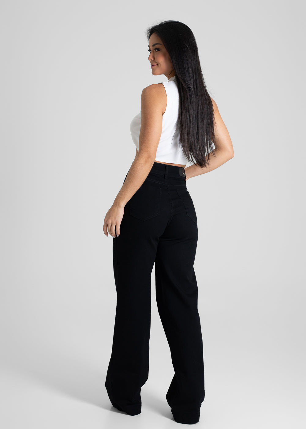 Calça Sarja Sawary Wide Leg - 275028 PRETO