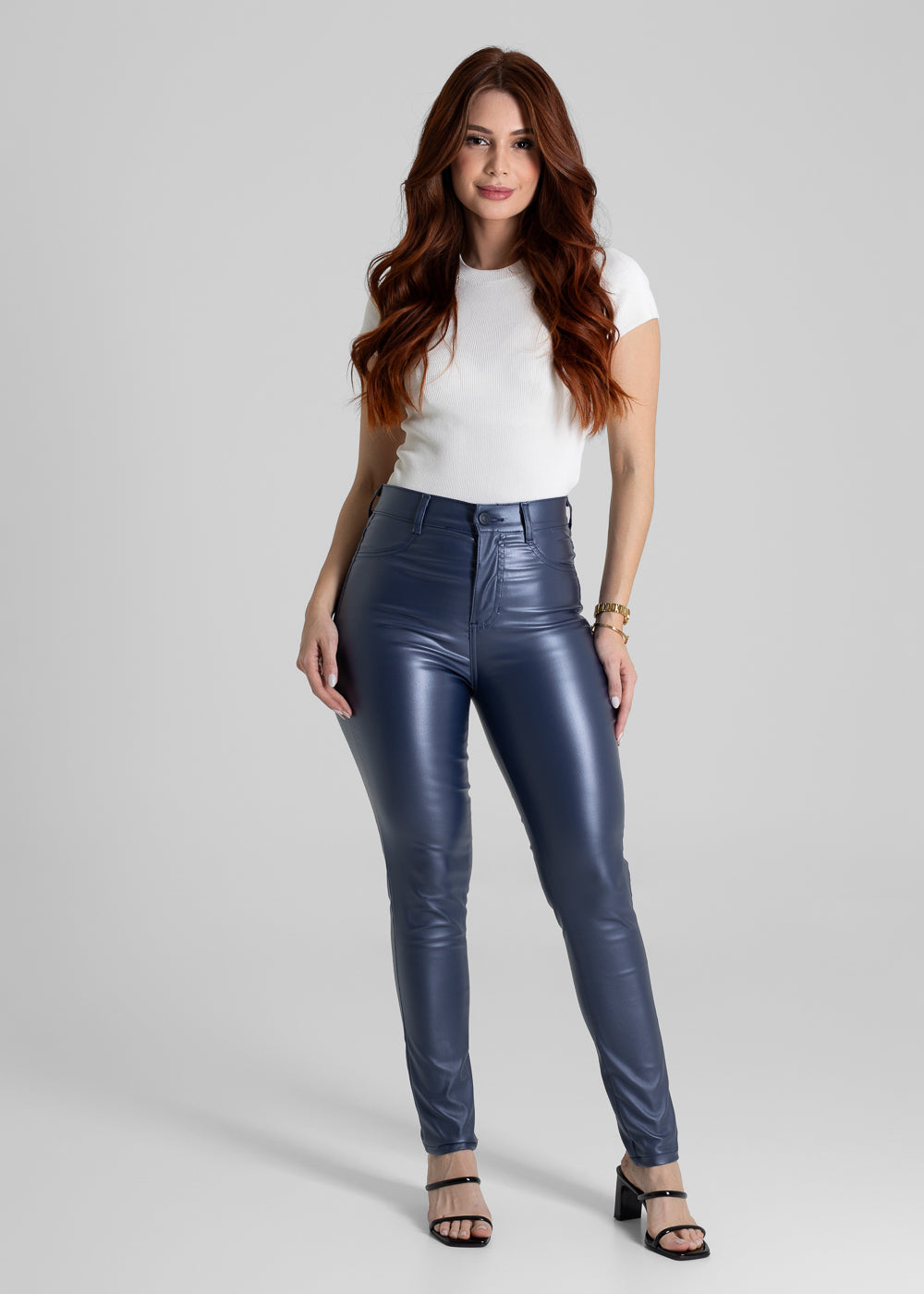 Calça Resinada Sawary Cigarrete - 276515 CINZA