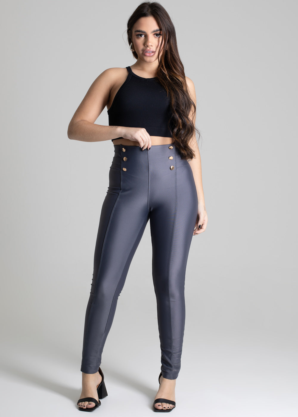 Calça Legging Skinny Sawary - 277437 CINZA CARBOX