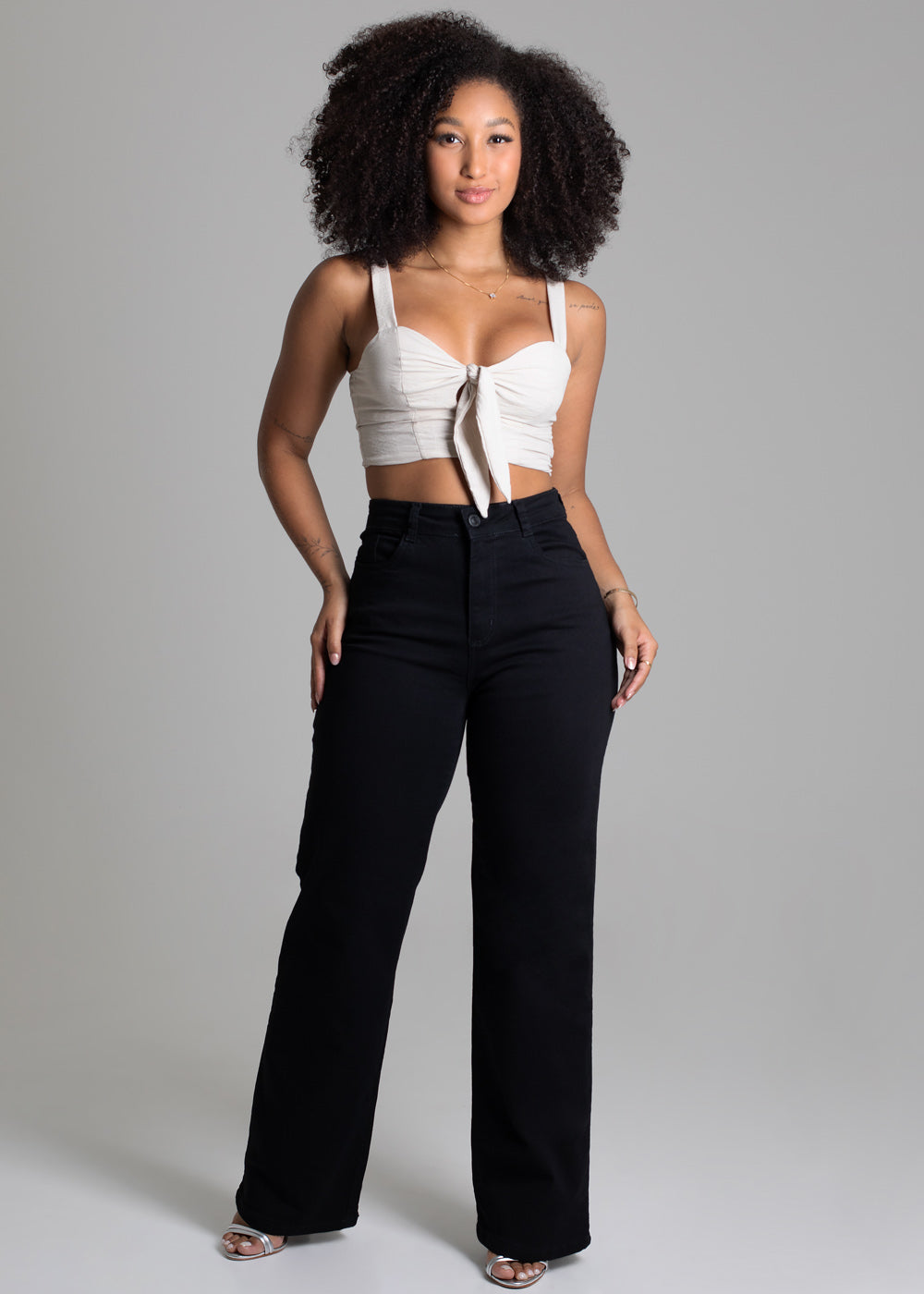 Calça Sarja Sawary Wide Leg - 277557 PRETO