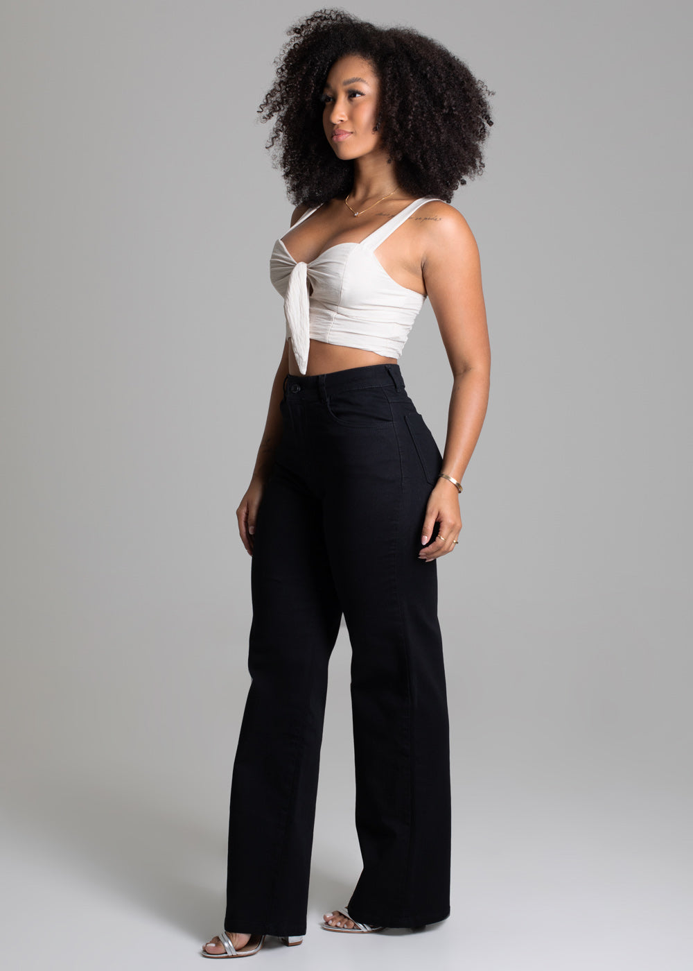 Calça Sarja Sawary Wide Leg - 277557 PRETO