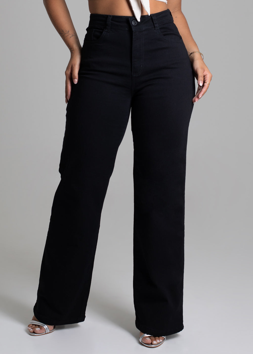 Calça Sarja Sawary Wide Leg - 277557 PRETO