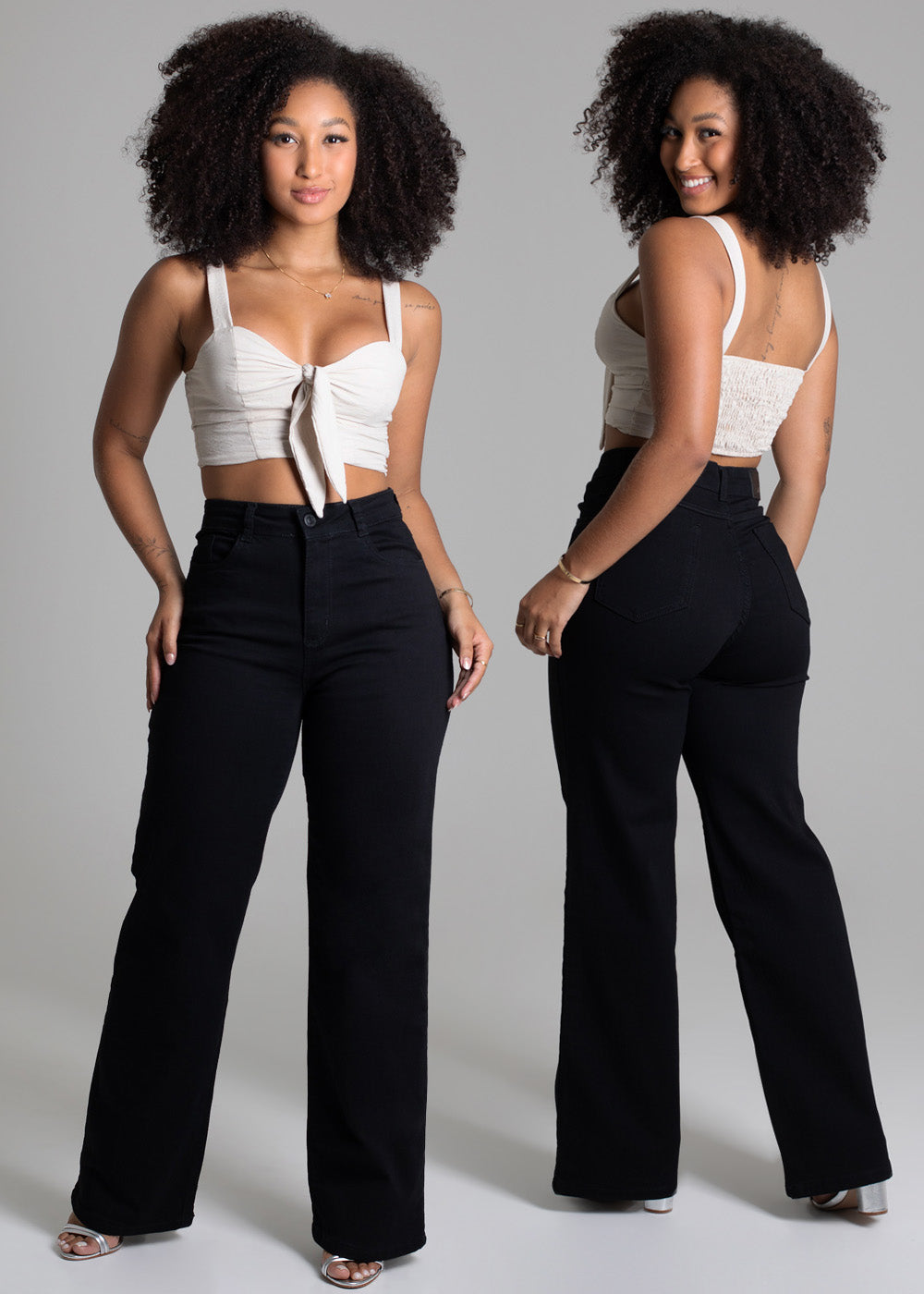 Calça Sarja Sawary Wide Leg - 277557 PRETO