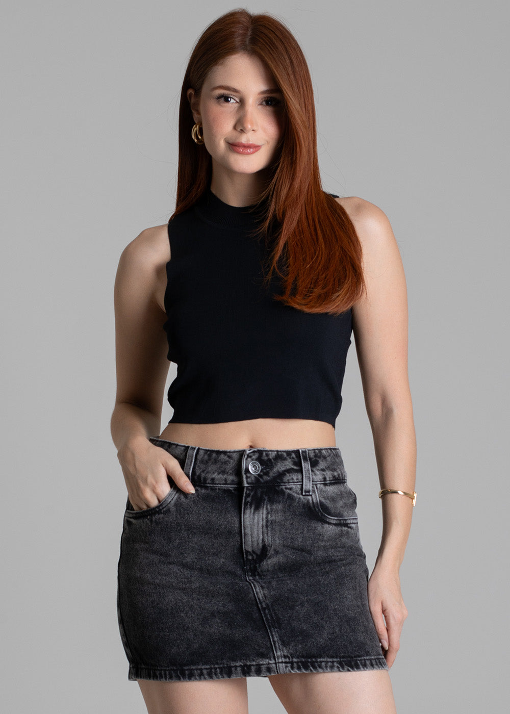 Saia Jeans Sawary - 278819 PRETO