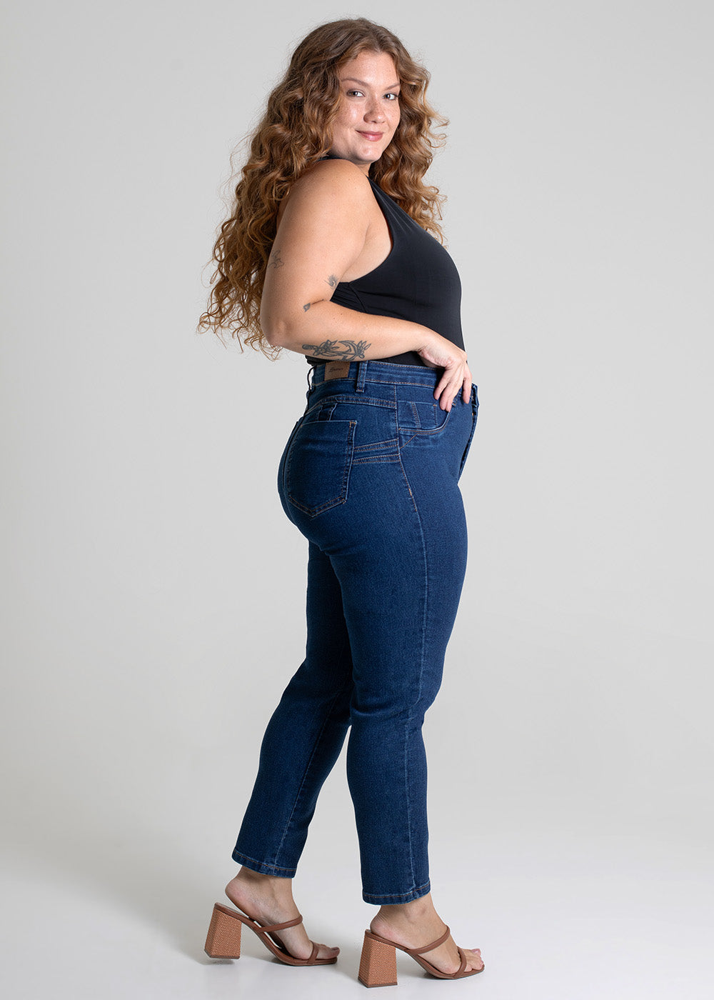 Calça Jeans Sawary Cropped Plus Size - 279370 AZUL