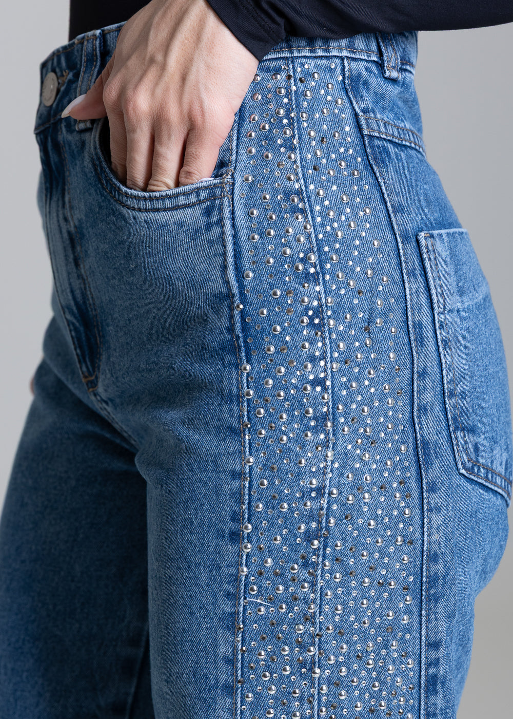 Calça Jeans Sawary Wide Leg Petit Brilho - 279895 AZUL