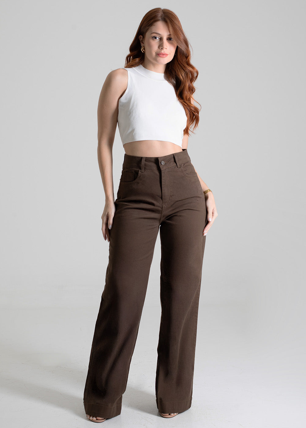 Calça Sarja Sawary Wide Leg - 280199 MARROM