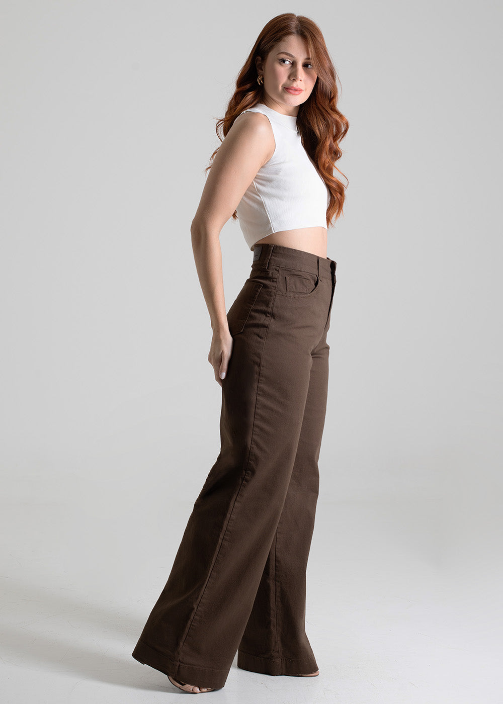 Calça Sarja Sawary Wide Leg - 280199 MARROM