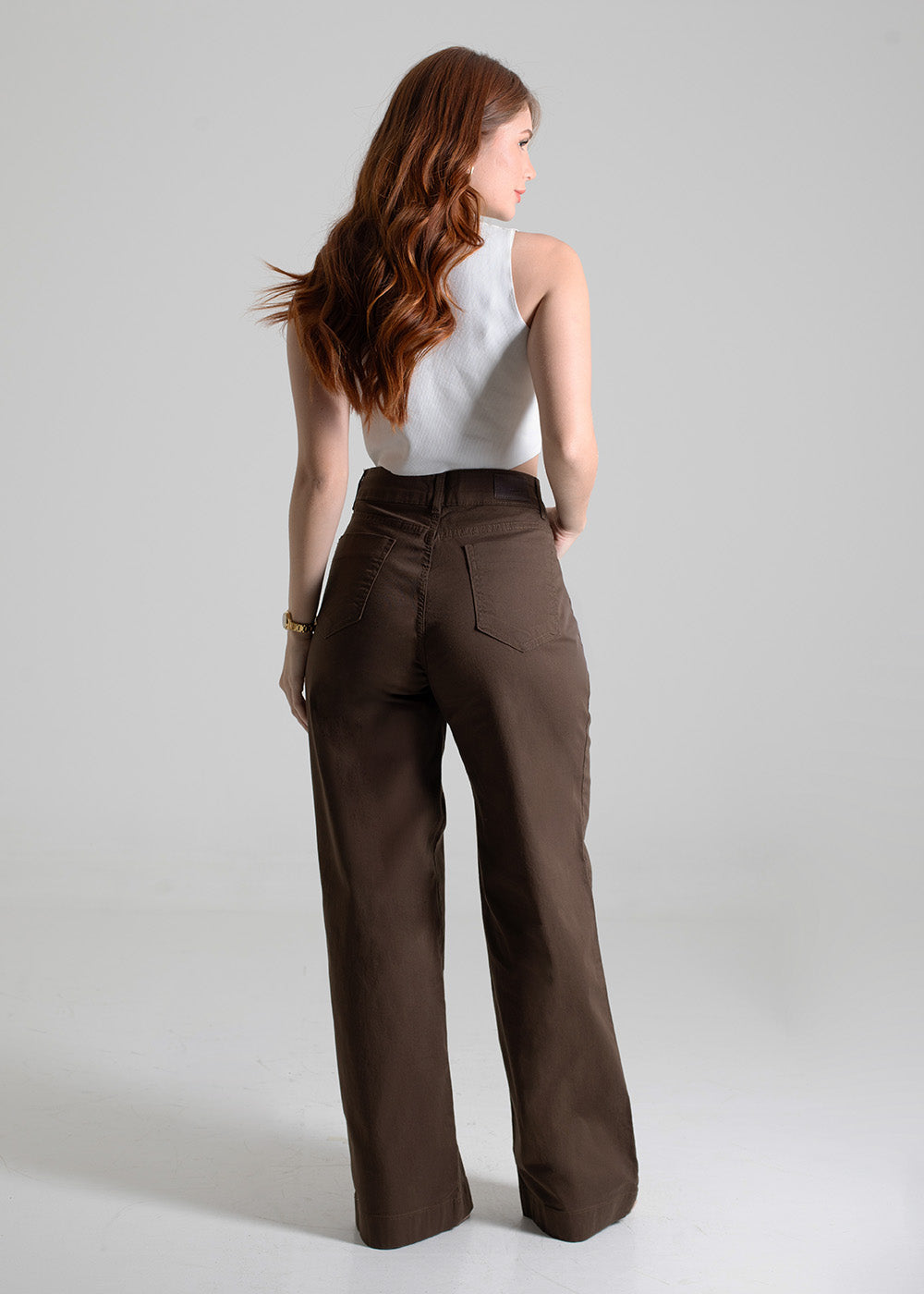 Calça Sarja Sawary Wide Leg - 280199 MARROM