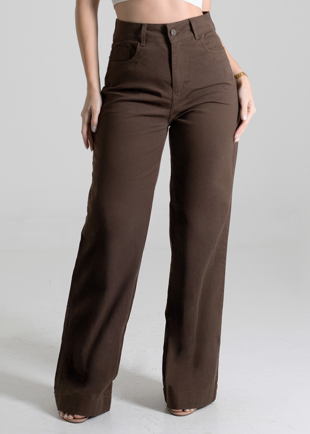 Calça Sarja Sawary Wide Leg - 280199 MARROM