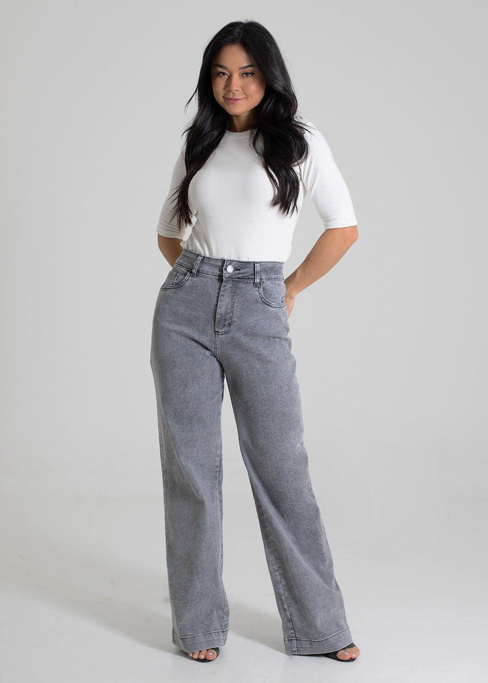 Calça Jeans Sawary Wide Leg - 280247 PRETO