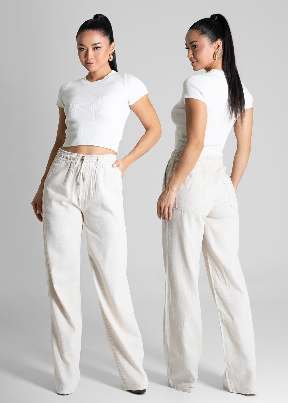 Calça Linho Sawary Wide Leg - 280338 OFF WHITE