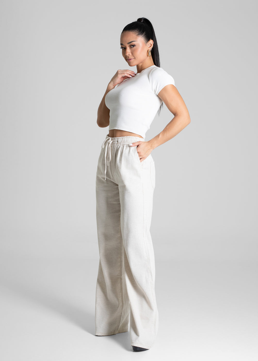 Calça Linho Sawary Wide Leg - 280338 OFF WHITE