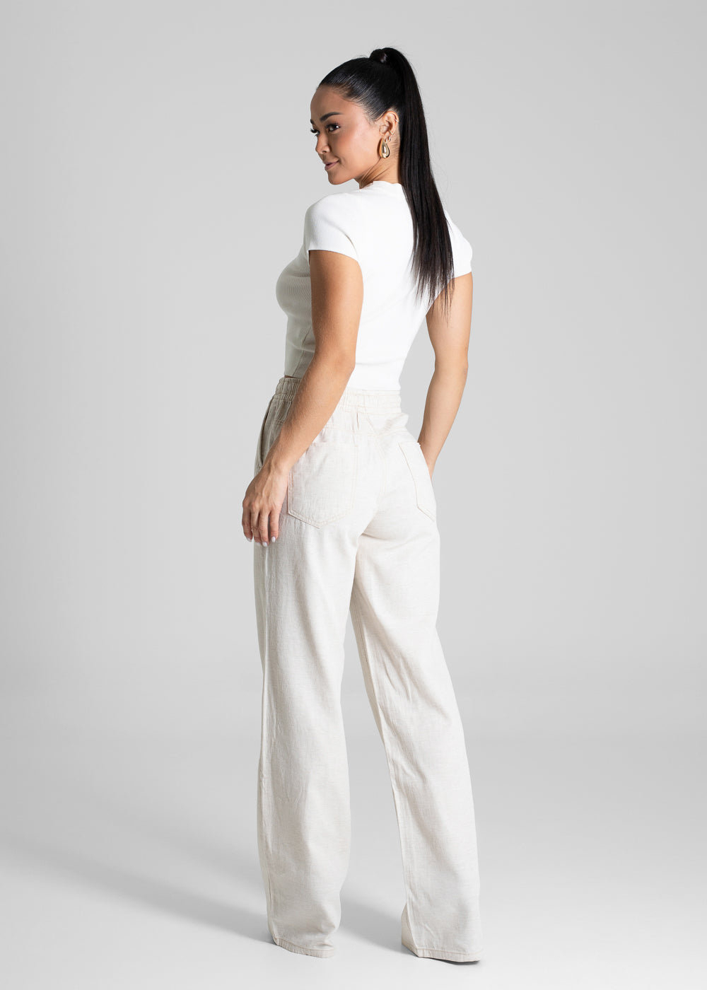 Calça Linho Sawary Wide Leg - 280338 OFF WHITE