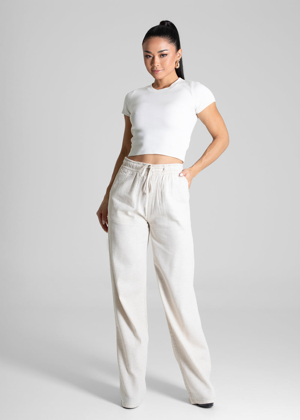 Calça Linho Sawary Wide Leg - 280338 OFF WHITE