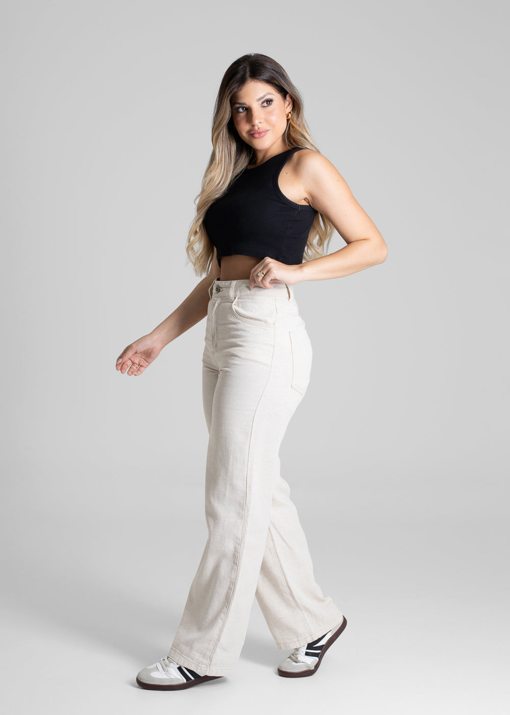 Calça Linho Sawary Wide Leg Petit - 280341 OFF WHITE