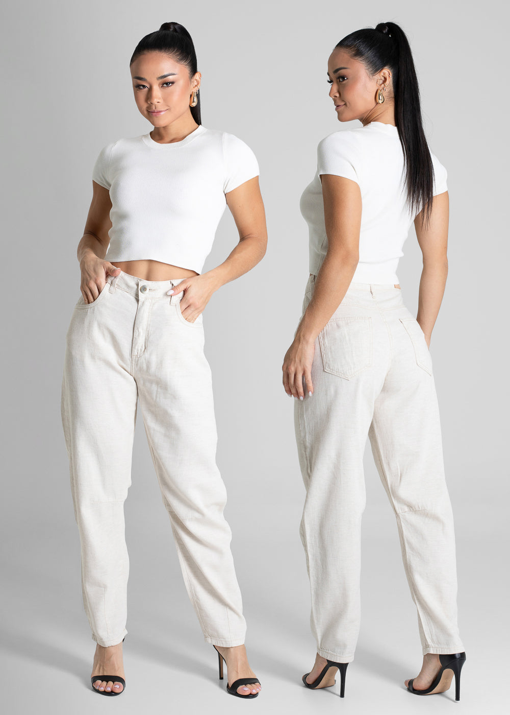 Calça Linho Sawary Barrel - 280446 OFF WHITE