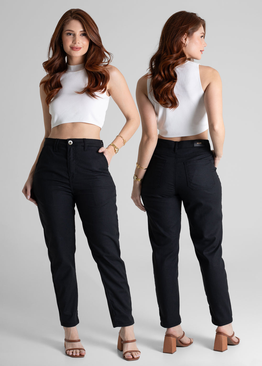 Calça Linho Sawary Mom - 280544 PRETO