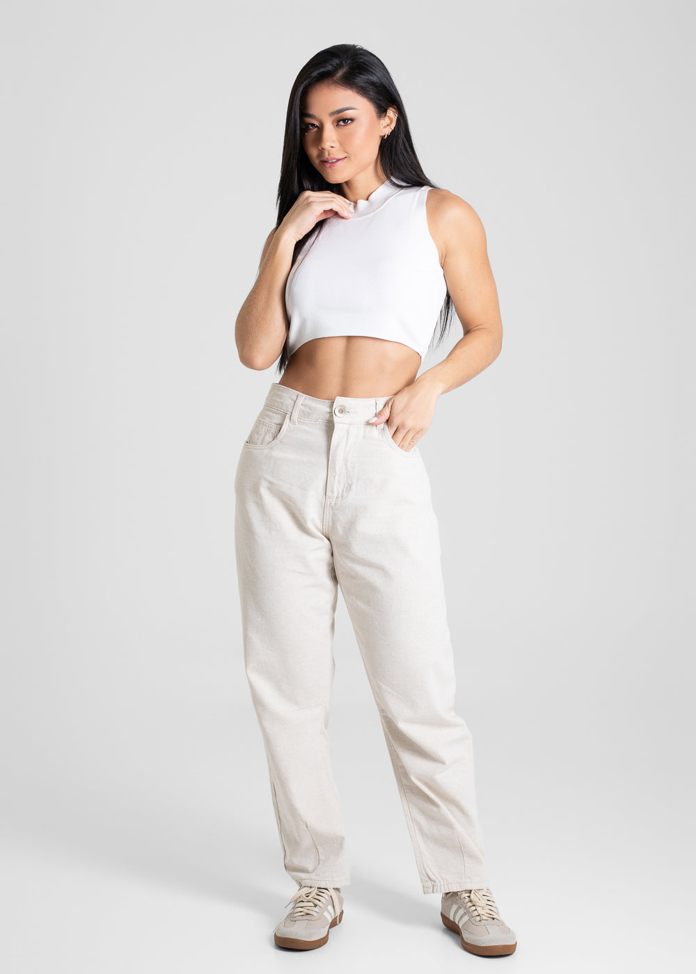 Calça Linho Sawary Barrel - 280648 OFF WHITE