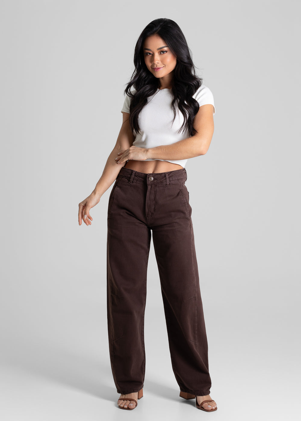 Calça Sarja Sawary Barrel - 280935 MARROM