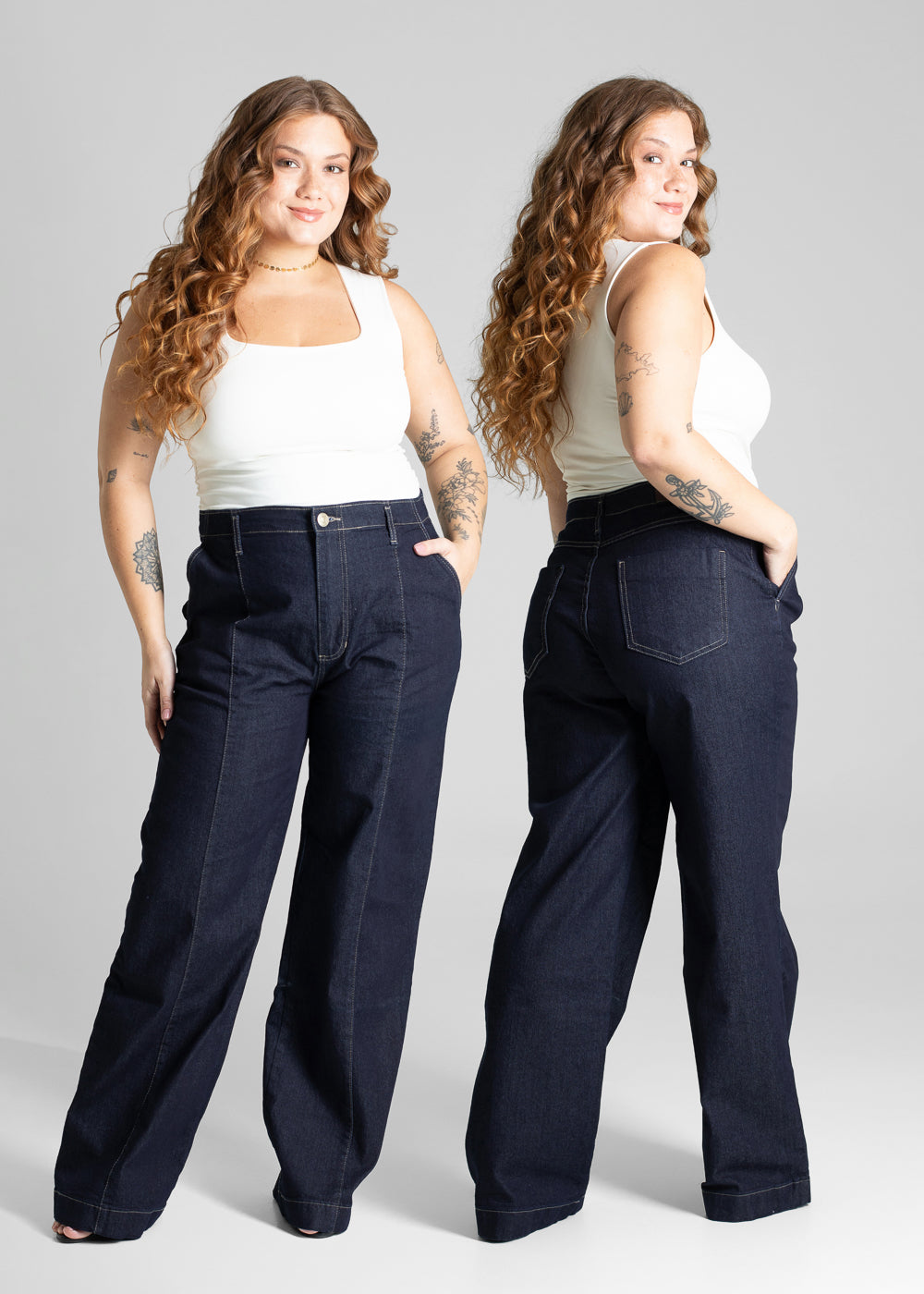 Calça Jeans Sawary Wide Leg Plus Size - 281043 AZUL