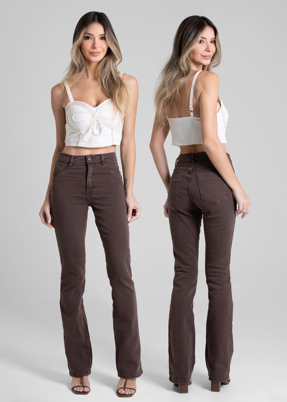 Calça Sarja Sawary Boot Cut - 281101 MARROM