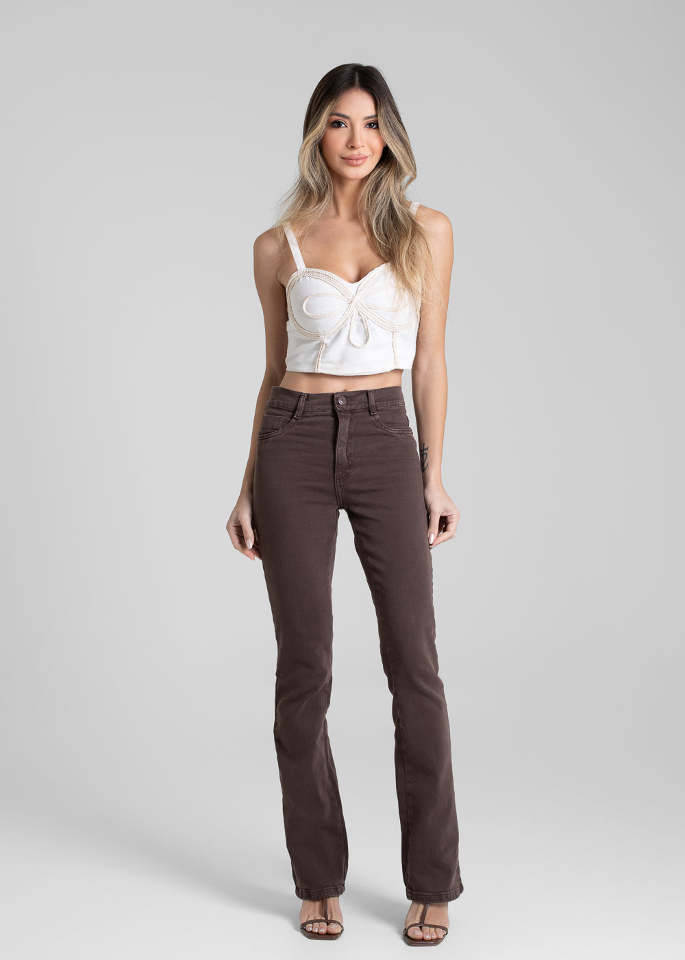 Calça Sarja Sawary Boot Cut - 281101 MARROM