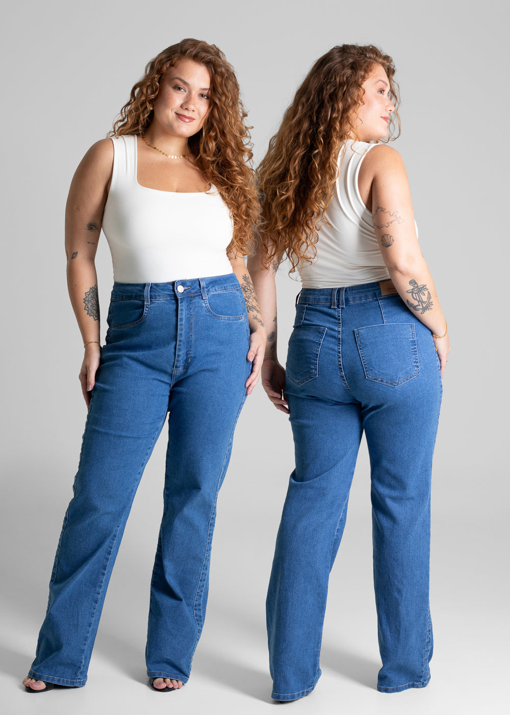 Calça Jeans Sawary Plus Size Reta - 281125 AZUL