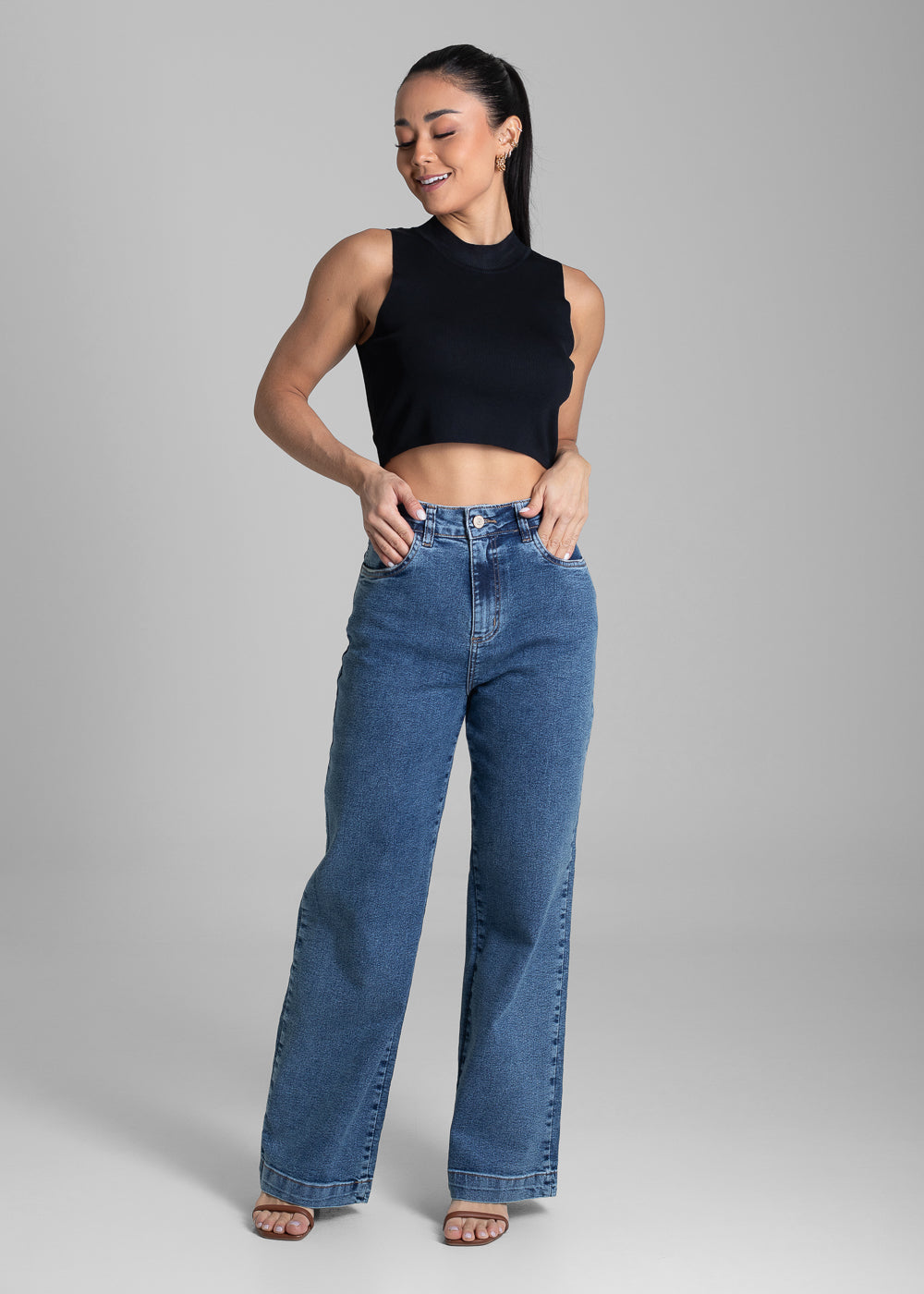 Calça Jeans Sawary Wide Leg Petit - 281139 AZUL