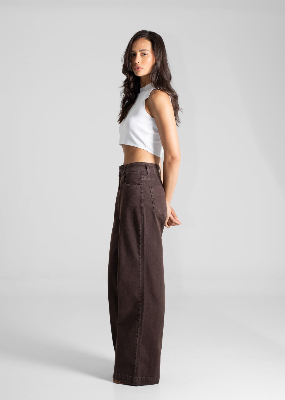 Calça Sarja Sawary Wide Leg - 281238 MARROM