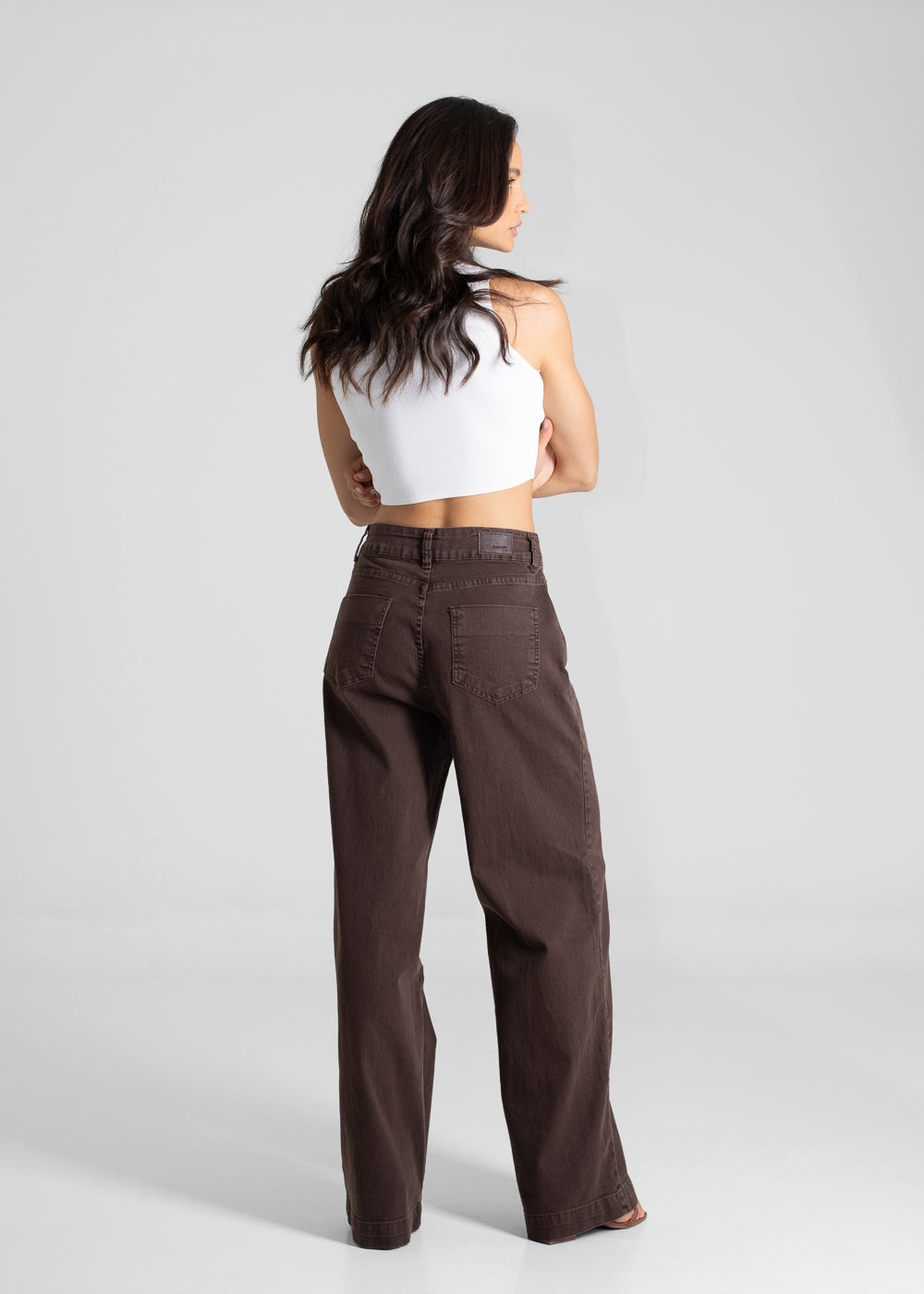 Calça Sarja Sawary Wide Leg - 281238 MARROM