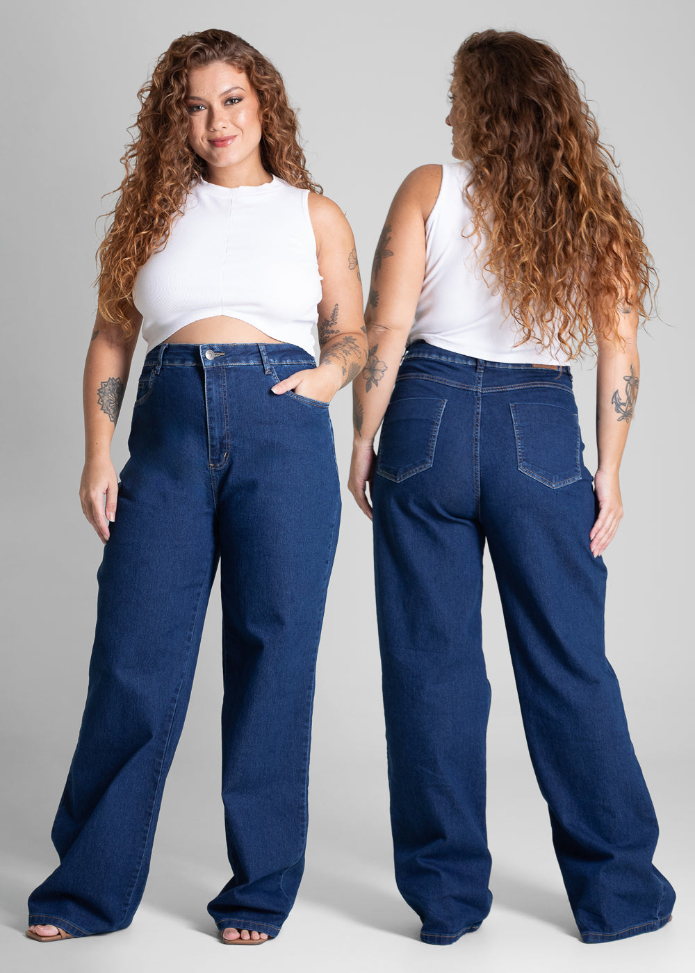 Calça Jeans Sawary Plus Size Wide Leg - 281461 AZUL
