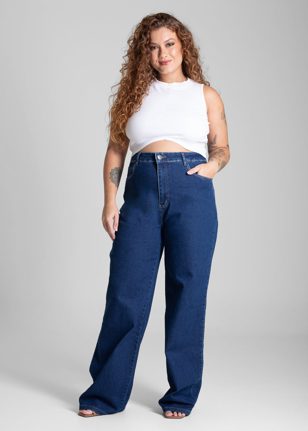 Calça Jeans Sawary Plus Size Wide Leg - 281461 AZUL