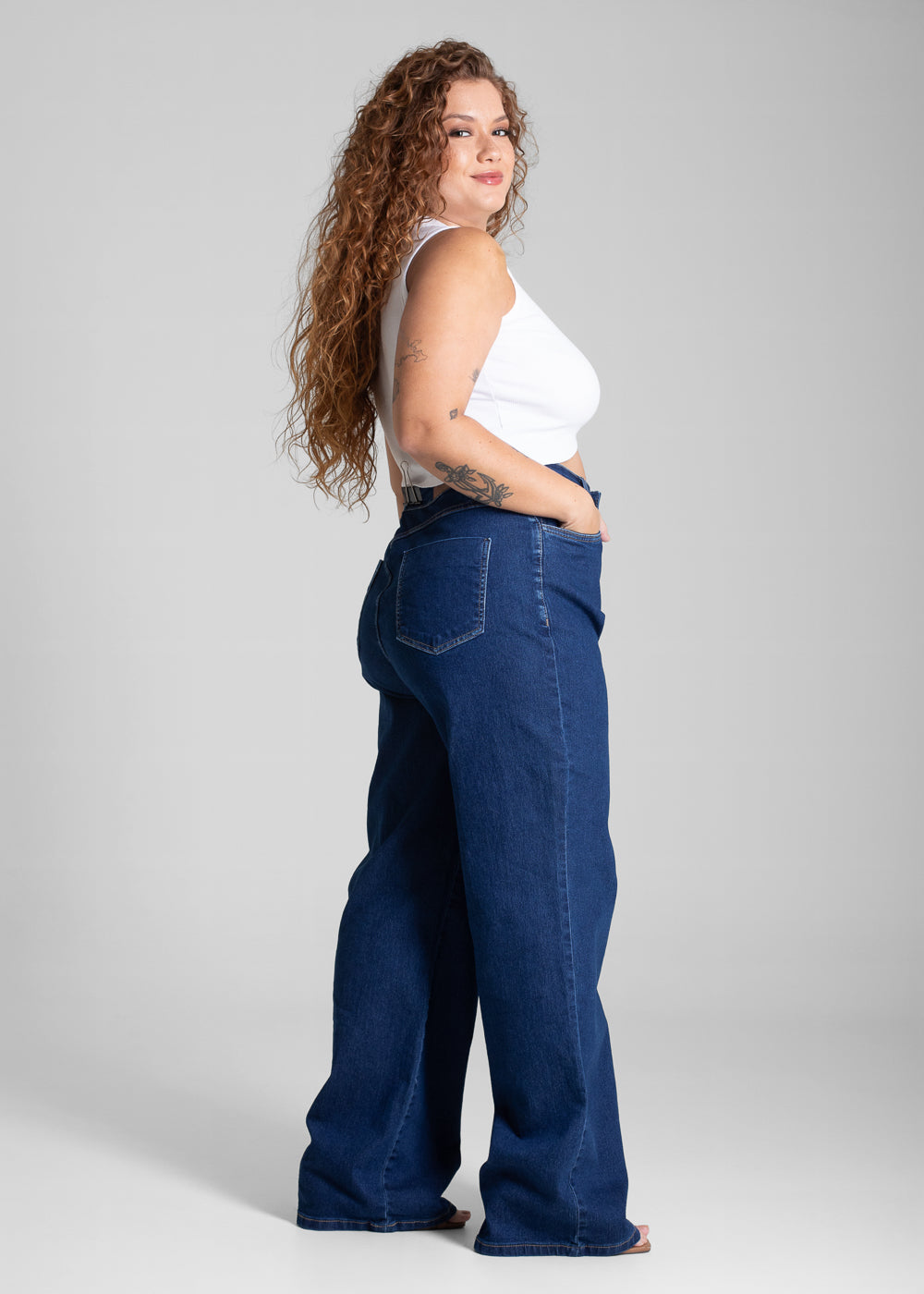 Calça Jeans Sawary Plus Size Wide Leg - 281461 AZUL