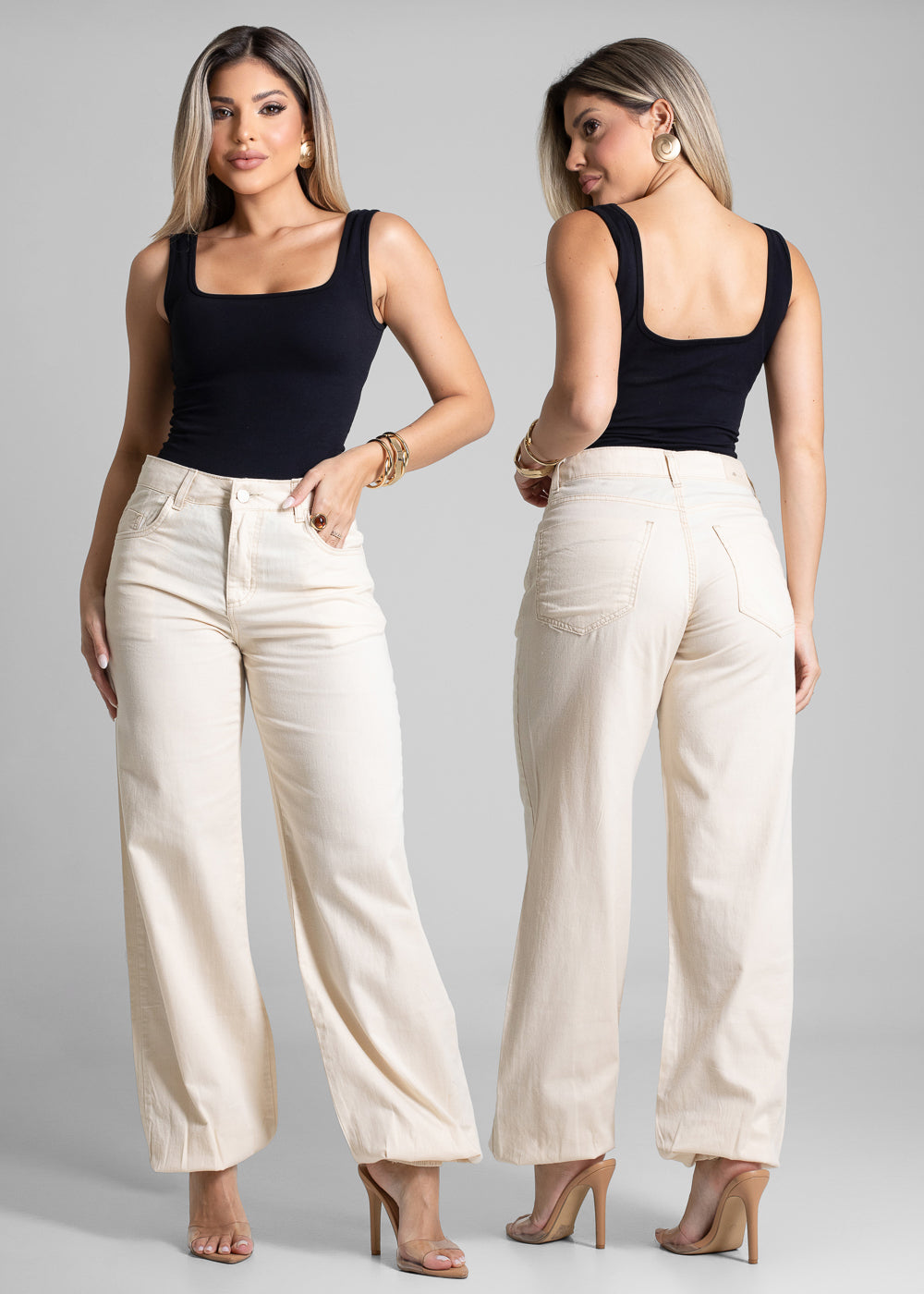 Calça Sarja Sawary Balonê - 281472 OFF WHITE