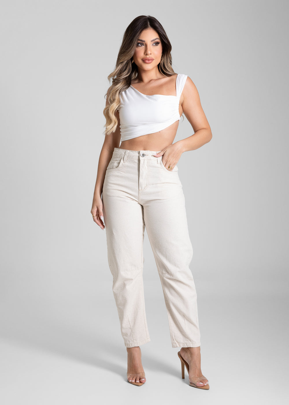 Calça Linho Sawary Barrel - 281485 OFF WHITE