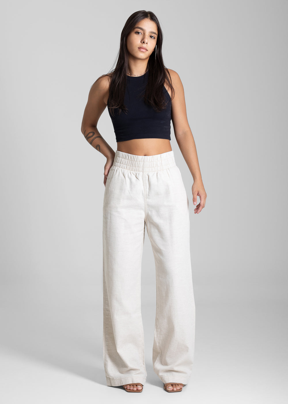 Calça Linho Sawary Wide Leg - 281507 OFF WHITE