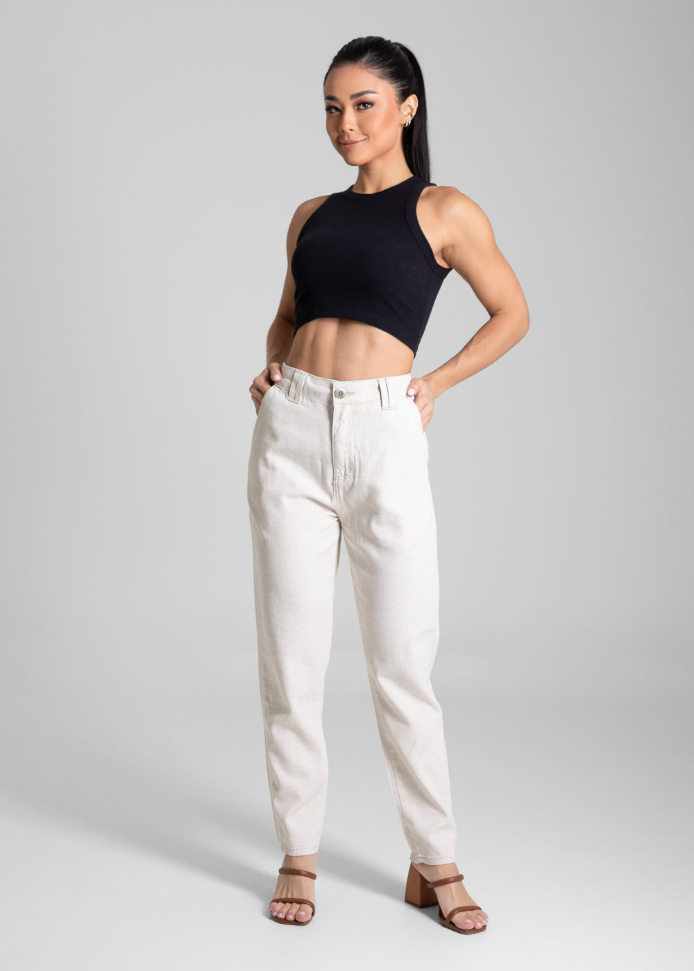 Calça Linho Sawary Mom - 281508 OFF WHITE