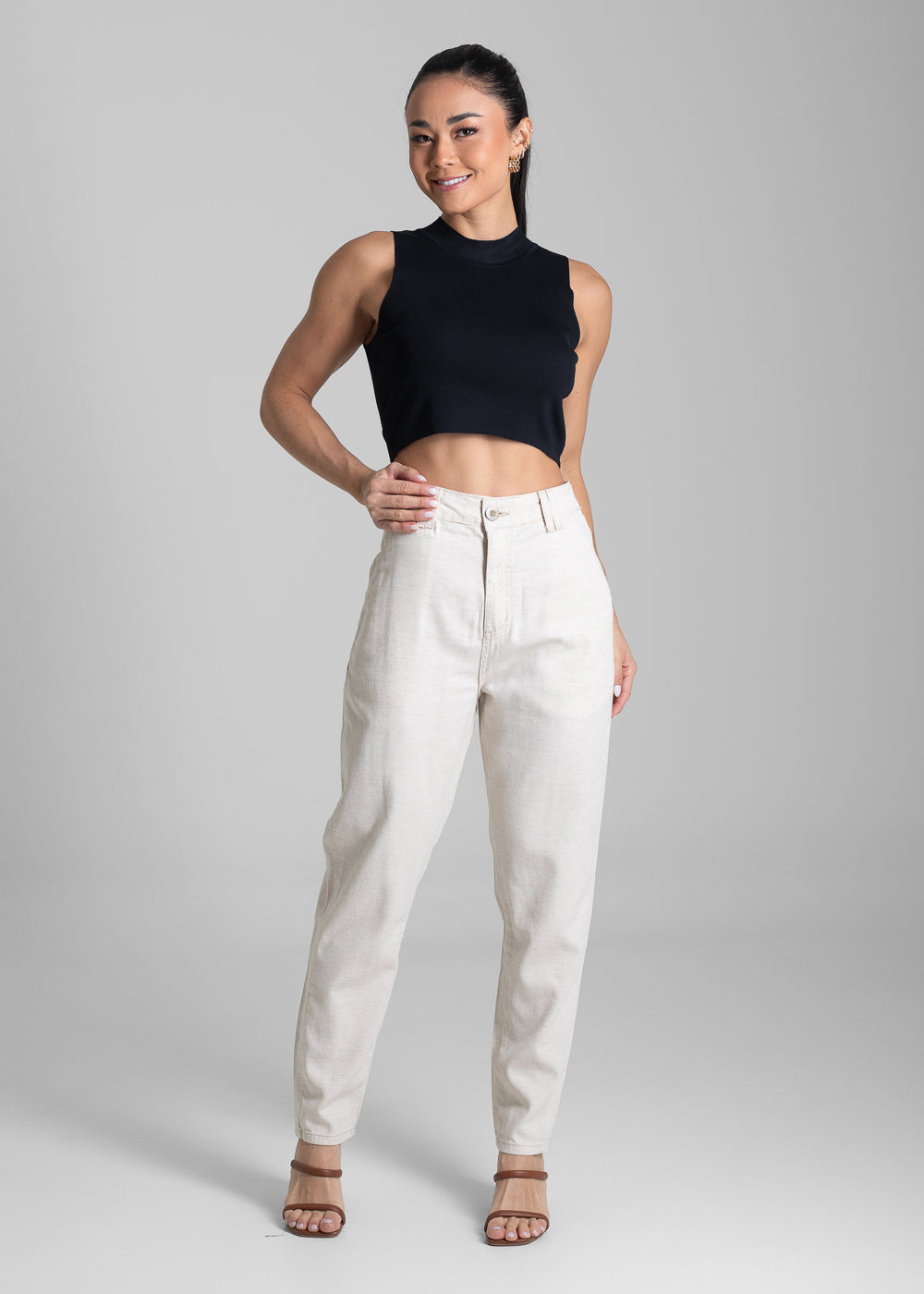 Calça Linho Sawary Mom - 281520 OFF WHITE