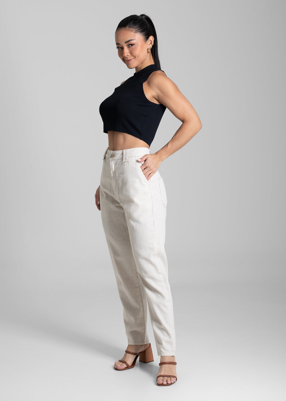 Calça Linho Sawary Mom - 281520 OFF WHITE