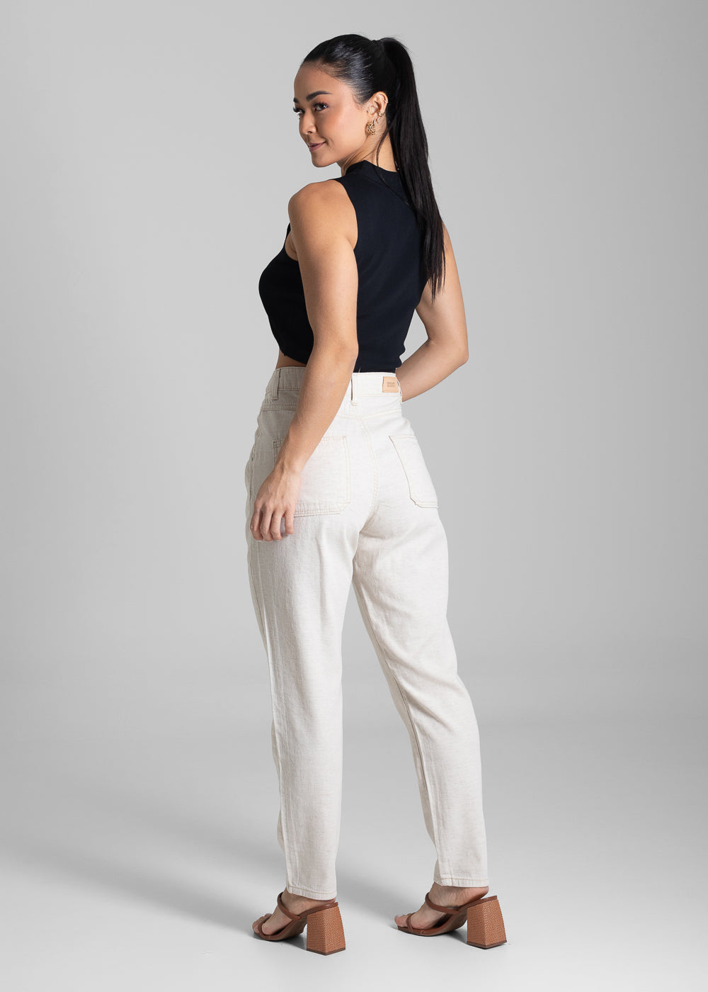 Calça Linho Sawary Mom - 281520 OFF WHITE