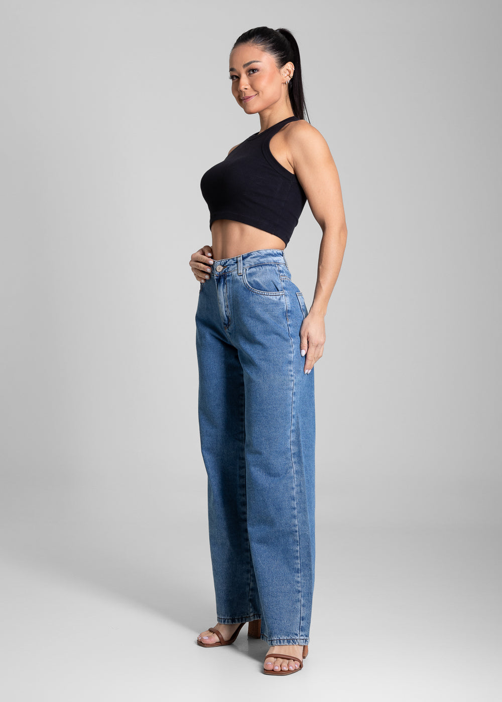 Calça Jeans Sawary Wide Leg Petit - 281606 AZUL