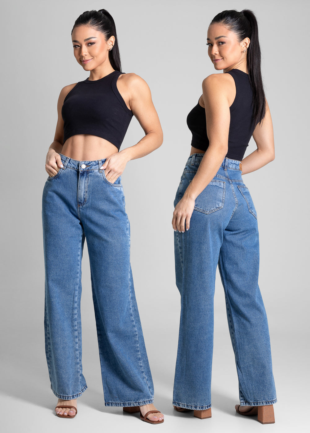Calça Jeans Sawary Wide Leg Petit - 281606 AZUL