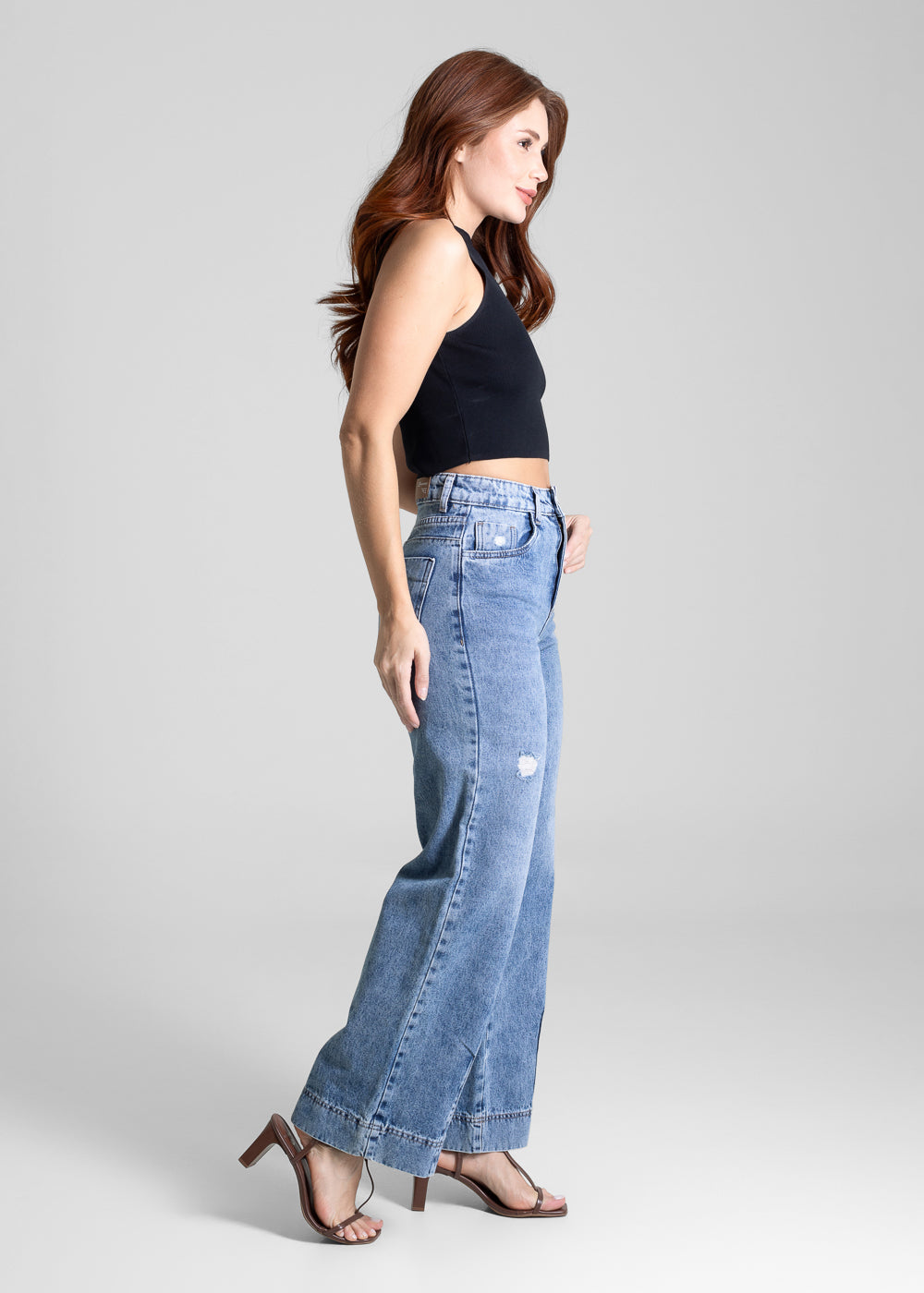 Calça Jeans Sawary Wide Leg Petit - 281634
 AZUL