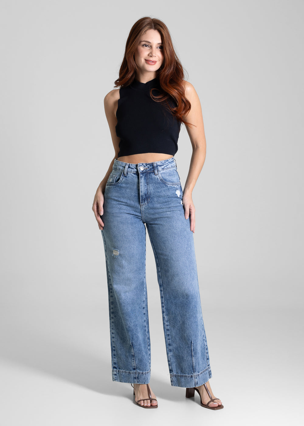 Calça Jeans Sawary Wide Leg Petit - 281634
 AZUL
